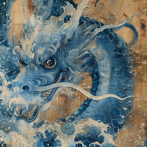 Katsushika Hokusai's depiction of the great Wave of ouroboros blue dragons off Kanagawa --s 350 --c 13