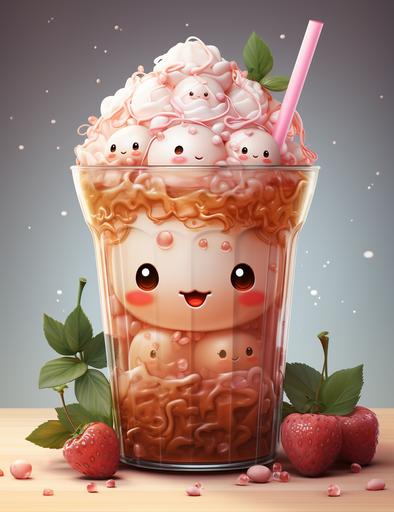 Kawaii Boba Tea, cartoon style, illustration, colored pencil, highly detailed, high definition, --ar 85:110 --v 5.2 --s 750