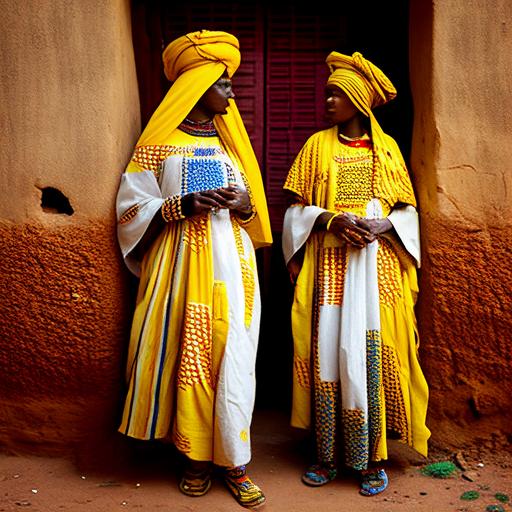 Kayes is a region located in western Mali, and it is known for its vibrant textile tradition. The traditional clothing of Kayes is characterized by bright colors and bold patterns, often made from cotton or silk. Men wear a wraparound skirt called 