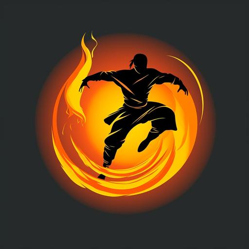 Design a logo for a Ninja gymnastic team The logo should incorporate shining light, Warm colors, and action of gymnastics, while also capturing the agile maneuvers of a Ninja. Use a minimalist Ninja silhouette with dynamic, energetic lines to represent movement.