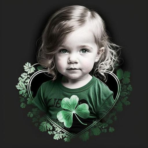Kids Girls Heart St Patricks Day Shamrock Irish Toddler Baby logo only