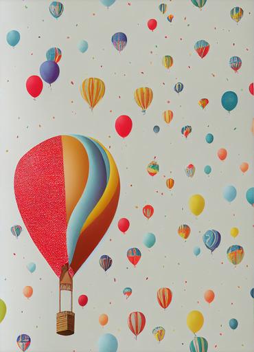 Kids party decorations, balloons, seamless wallpaper, Repeating pattern, vintage rice paper, Risograph, screen print, hyperdetailed, UHD --chaos 89 --upbeta --upbeta --ar 8:11 --creative --upbeta --test --s 5000 --upbeta --tile