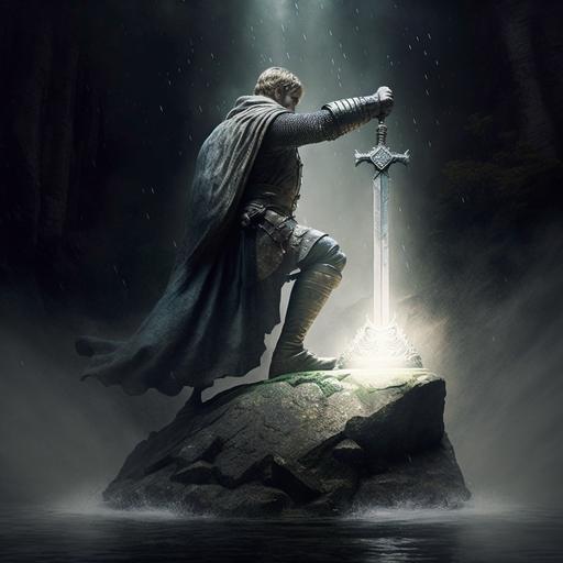 King Arthur Pulling the sword from the stone lord of the rings style