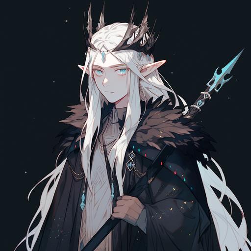King white elf dressed in [Demon slayer anime aesthetic] [full body]--s 750 --niji 5