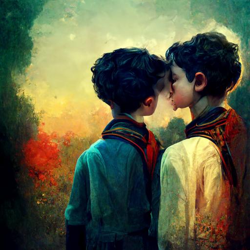 Kiss of two boys