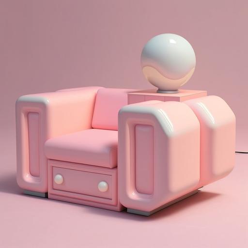 a furniture designed like a pink pale chewing-gum by Alejandro Jodorowsky, test footage, 80s design, realistic