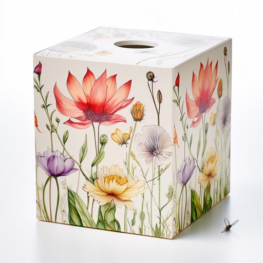 Kleenex box cube with summer wildflower pattern by Mandy Disher