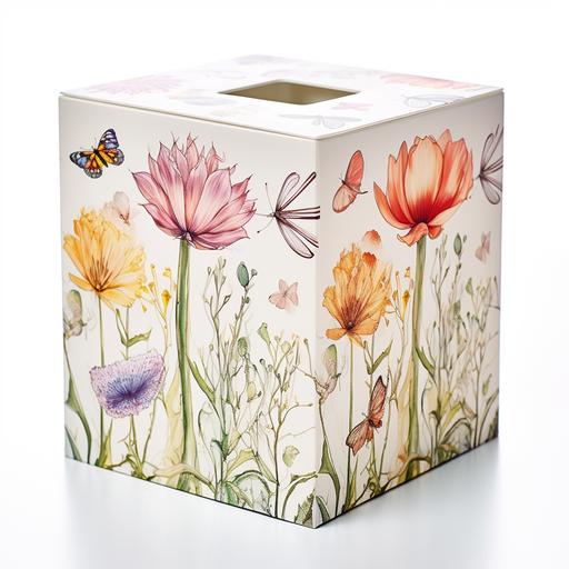 Kleenex box cube with summer wildflower pattern by Mandy Disher