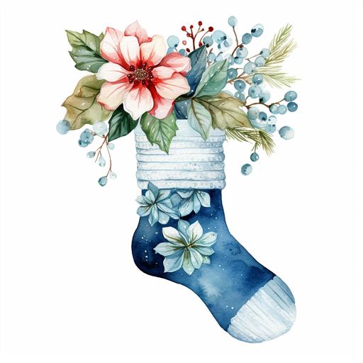 Knitted socks, knit, Christmas, Yarn, knitting needle, white background, clipart, watercolour, snow, winter, gift, nice, cute, flower