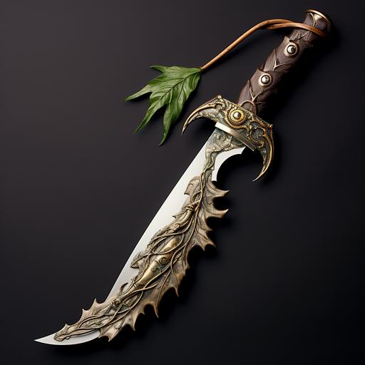 Kris Blade mixed with a Kukuri with a vine handle and a leaf jungle knife