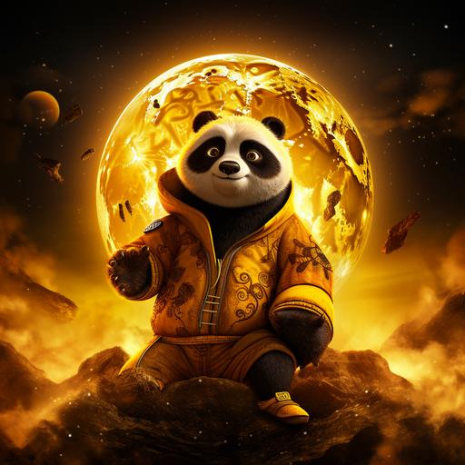 Kung Fu Panda 4D phone wallpaper , background cosmic deep yellow moon ans blies sky ever