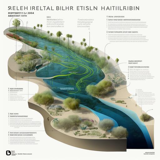 LA River Island Scheme Master plan design, plan view, habitat design, fish habitat, bireds habitat, circulation