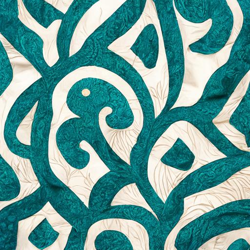 Large paisley print in aqua, mint green, white and light teal