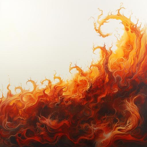 Large, thick waves of flame going from left to right. White background. manga style drawn with colored pencil --s 250 --v 6.0