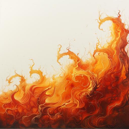 Large, thick waves of flame going from left to right. White background. manga style drawn with colored pencil --s 250 --v 6.0