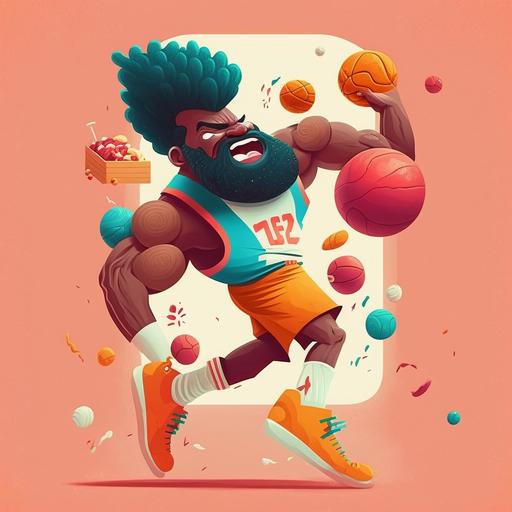 colorful, funny, basketball players, game, character design, illustration