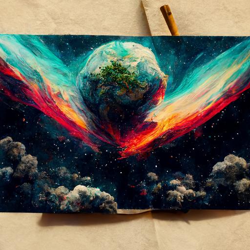Life on Earth without paper  | Art Made By , Supernova style, A bundle of paper hovers in the air