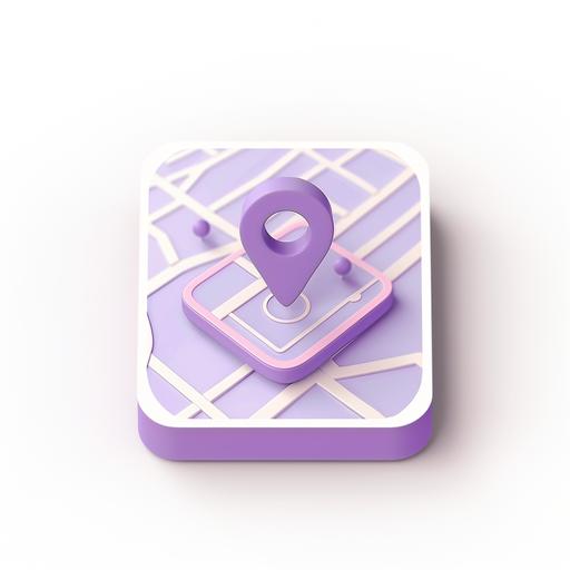 Light purple, icon, simple design, cute. Maps and pins. Logo--ar 1:1