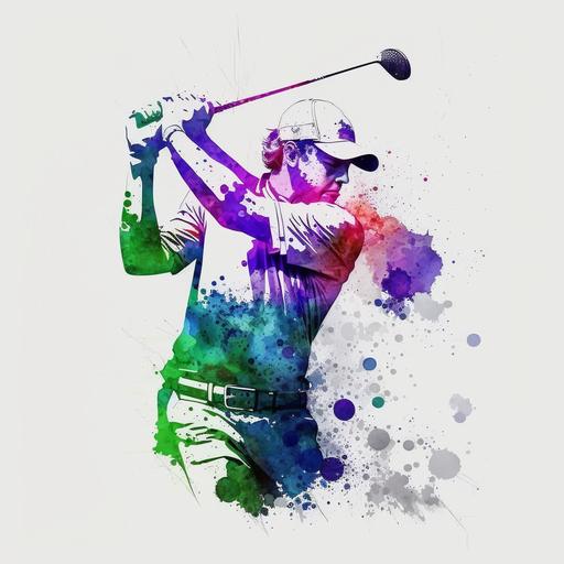 Like a watercolor. Golf swing. No background. Sensibly.