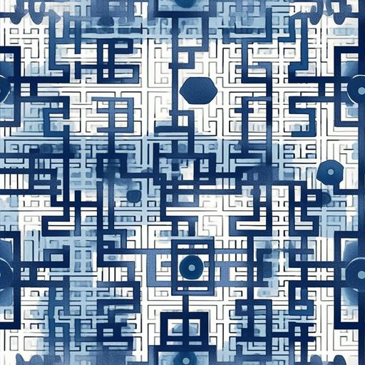 Linen print, ancient North African influence, white and blue colors, inspired by the Fendi Casa pattern. --tile --v 5.1 --s 750 --style raw