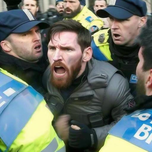 Lionel Messi getting hit by police in the french protest