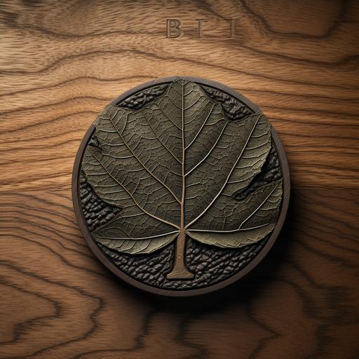 Logo Description for DryBites: The DryBites logo showcases a finely detailed and realistic representation of a nussbaum (walnut) leaf, meticulously crafted from wood. The texture of the wood grain is carefully etched, providing a tangible and authentic feel to the logo. The prominent veins on the leaf exemplify the intricacies of craftsmanship, creating a lifelike and compelling visual. Within the natural contours of the nussbaum leaf, the brand name, 