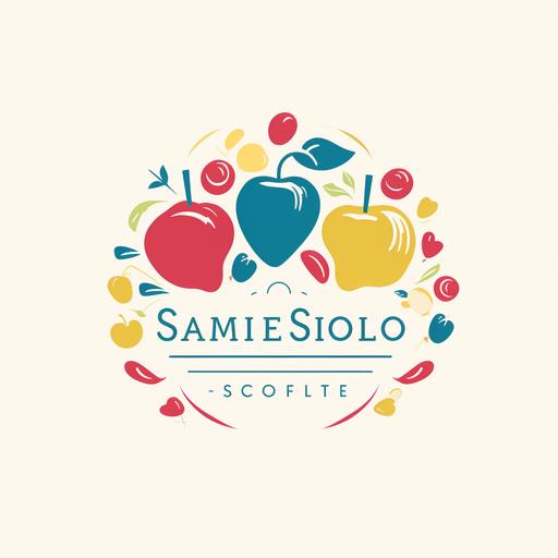 Logo for a catering company to include the colors red, yellow, white, green, and blue with also fruit and vegetables as part of the image. The logo should be typography of the words Camies Soulfood and should incorporate hearts as part of it along with all other colors and the inclusion of fruit and vegetables.