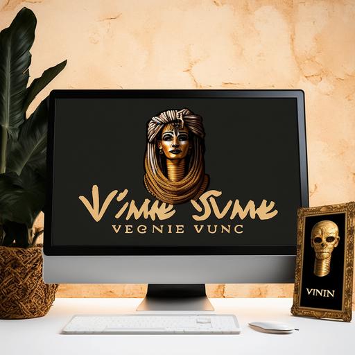 Logo for an online store with a picture of a mummy and writing in the name of yns exe