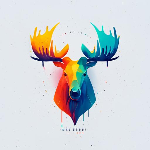 Logo, moose head in the center of the screen, minimalism, bright colors.