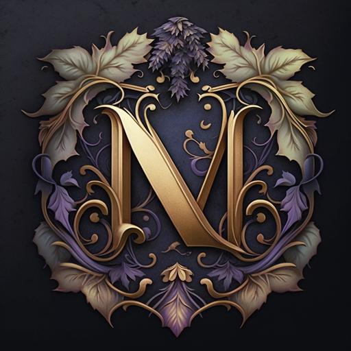 Logo with monogram M N in fairy tale design
