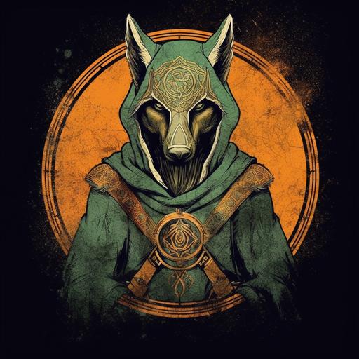 Loki-Fox design print, grunge Norse elements, in the style of brutalist acid graphx, Riot Japan street wear graphics inspired, --s 750 --c 99 --s 250