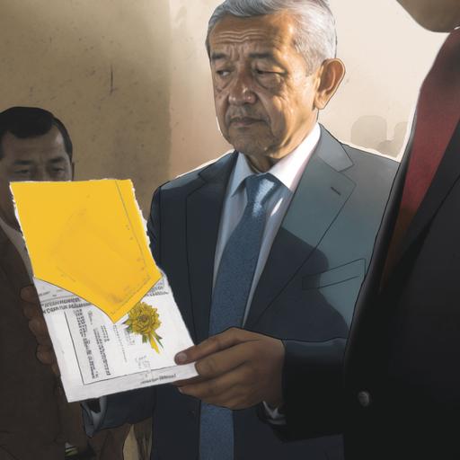 López Obrador getting a yellow envelope