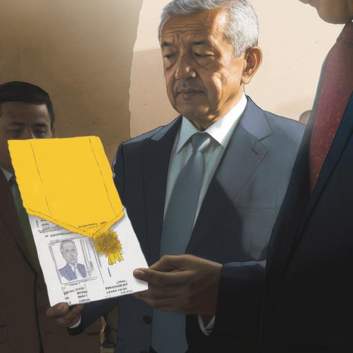 López Obrador getting a yellow envelope