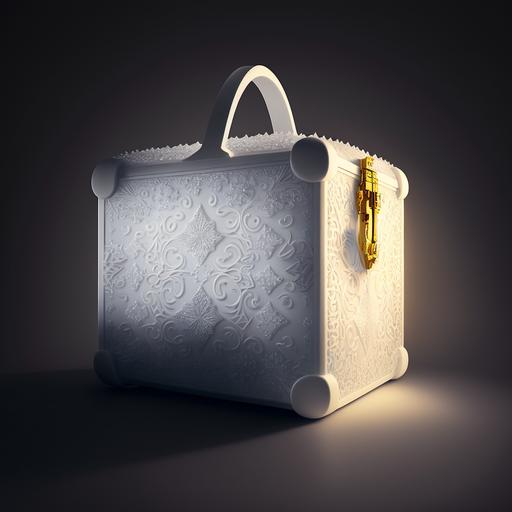 Louis Vuitton fashion forward styrofoam takeout container, used, luxury product photography, lensed by Sølve Sundsbø David Marguet, raking light, dramatic lighting, ornate --q 2 --v 4