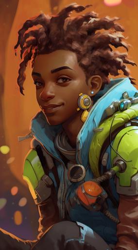 Lucio is a Support hero in Overwatch, in the style of hyper-realistic animal illustrations, unreal engine 5, angura kei, charming character illustrations, wet-on-wet blending, animated gifs, anime-influenced --ar 51:92 --s 750