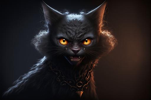 a cat in a black cloak like dracula, teeth like a vampire, evil look, milota, cartoon, disney, pixar, 4k, HD realistic, high resolution, ultra realistic, intricate detail, photorealism, professional lighting, --v 4 --ar 3:2 --v 4