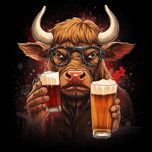 chicago bulls logo with 2 glasses of weiss beer