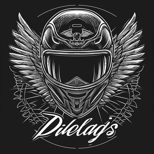 MC logo with helmet, wings, and text Devil's Angel for a motorcycle club including text --ar 1:1 --style raw --v 6.0