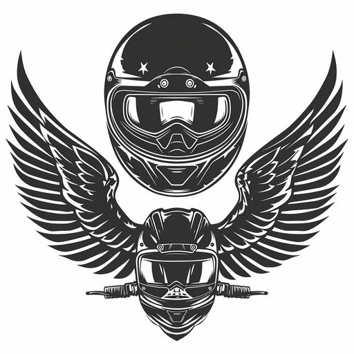 MC logo with helmet, wings, no text for a motorcycle club excluding text --ar 1:1 --style raw --v 6.0