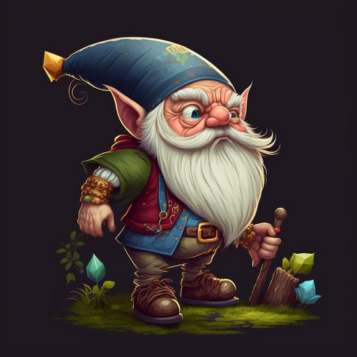 Magical gnome that no one pushes or pulls moves evenly and in a straight line. Cartoon