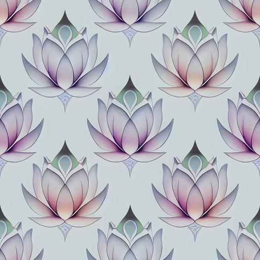 repeating iridescent lotus flower, wallpaper design, on white background, tiled pattern, seamless, tileable, repetitive, consistent --tile --ar 1:1 --test --creative