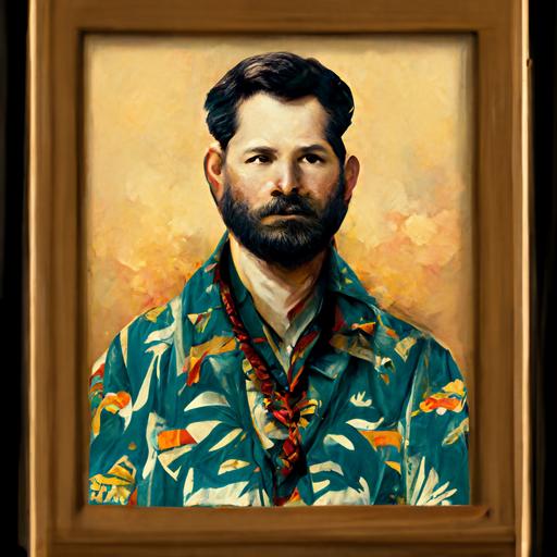 King Henry the Eight  in the Hawaiian shirt and leopard shoes, portrait, ultra definition, 4K, photo  realistic, high detail