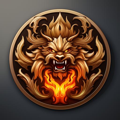 Make a fire badge with gold in same design language --s 250
