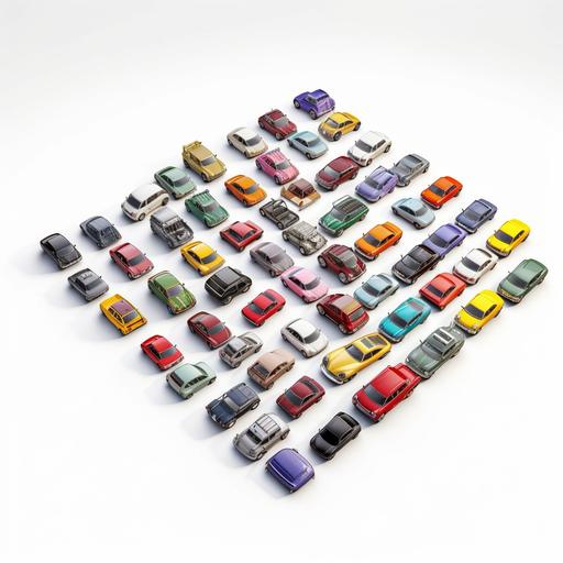 Make me a logo in illustration with many cars referring to what is a collection of cars at 1:64 scale, white background