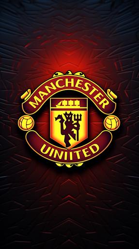 Manchester United FC logo in high resolution, with sharp colors faithful to the official version. Be sure to use a quality image so that the logo is clearly visible. --ar 9:16 --v 5.2