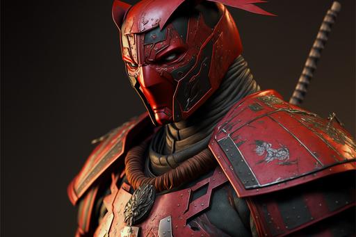 Marvel Red X character as a samurai, 4k, ultra HD, ray tracing, high detailed, super detailed --ar 3:2 --q 2 --v 4