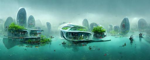 eco town under water, feng zhu concept art, --ar 3:1