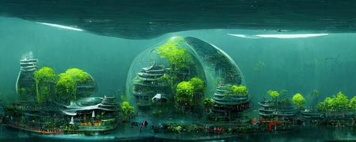 eco town under water, feng zhu concept art, --ar 3:1