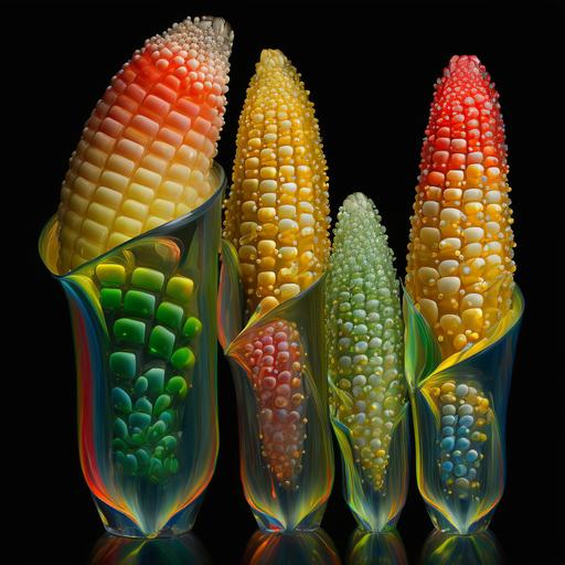 Heads of rainbow glass Fibonacci corn --q 2 --v 4