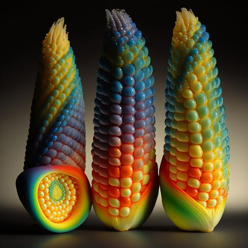 Heads of rainbow glass Fibonacci corn --q 2 --v 4